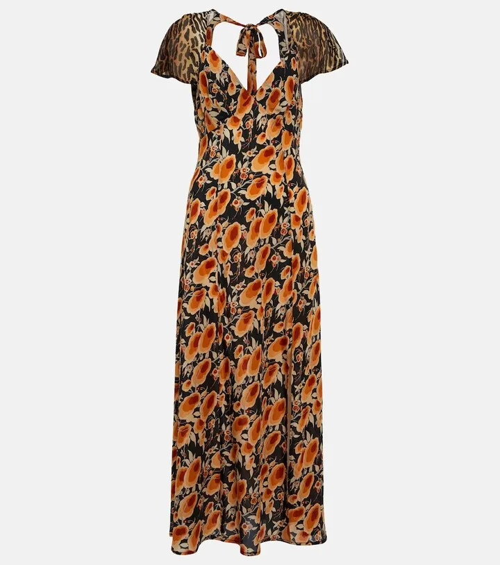 Angelina floral silk midi dress