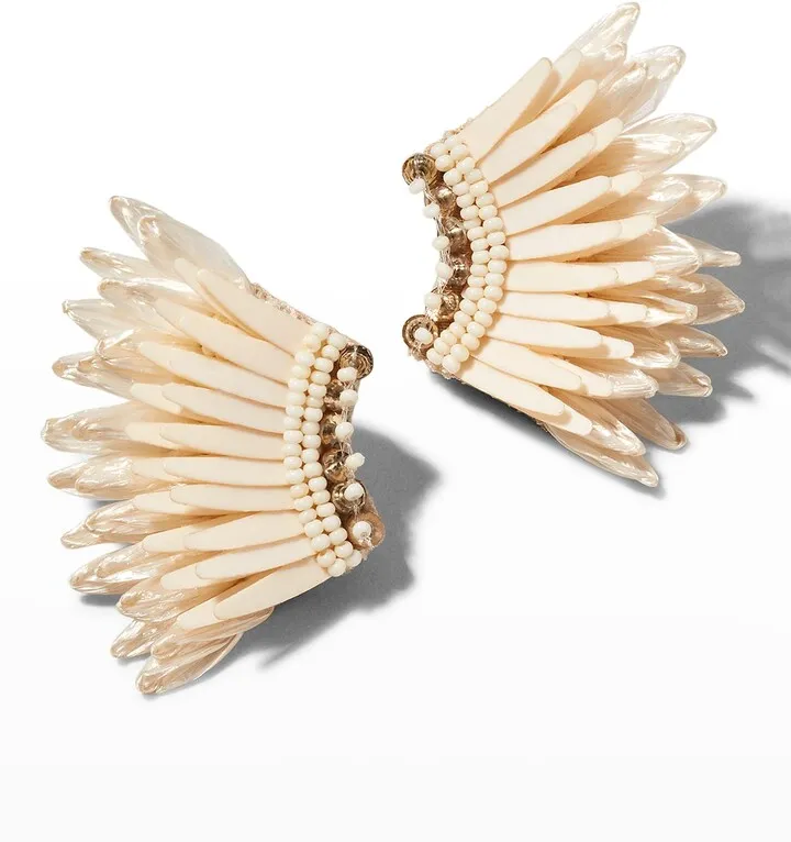 Mini Raffia Madeline White Earrings