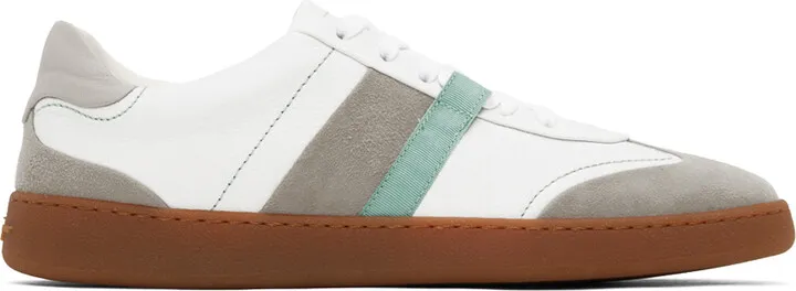 Ferragamo White & Gray Garda Sneakers