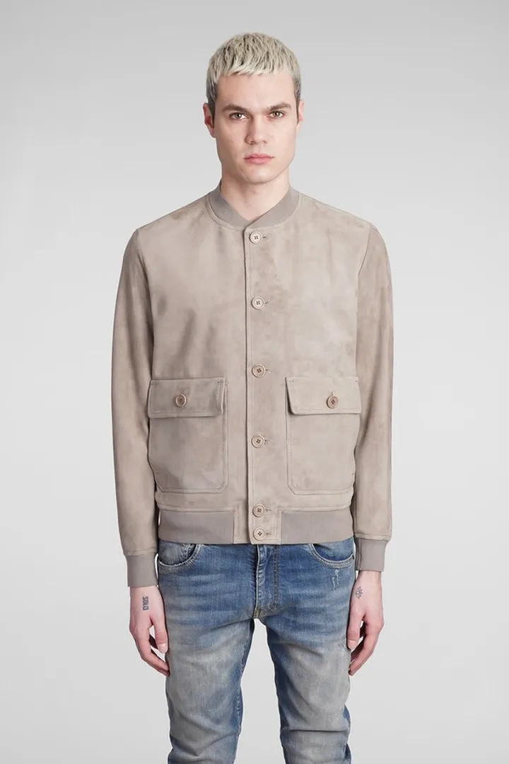 Bomber In Beige Leather
