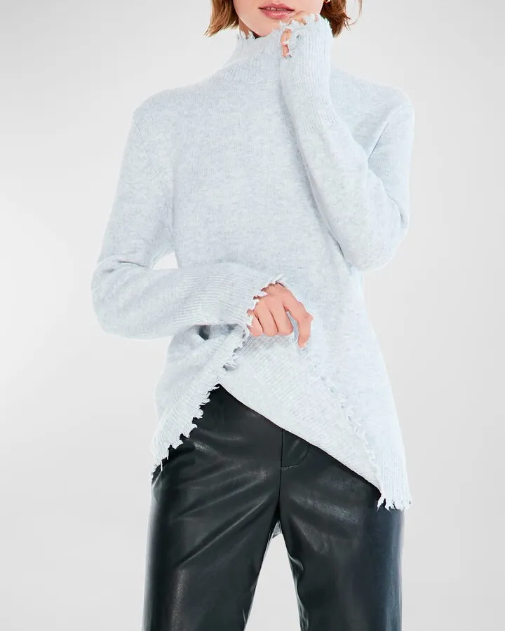 Cozy Up Distressed Turtleneck Sweater