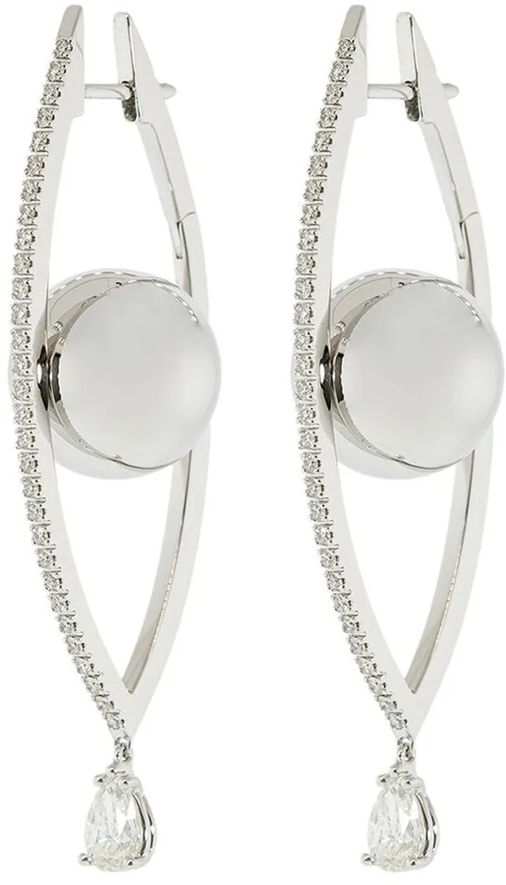 18kt white gold large Reflections diamond hoop earrings