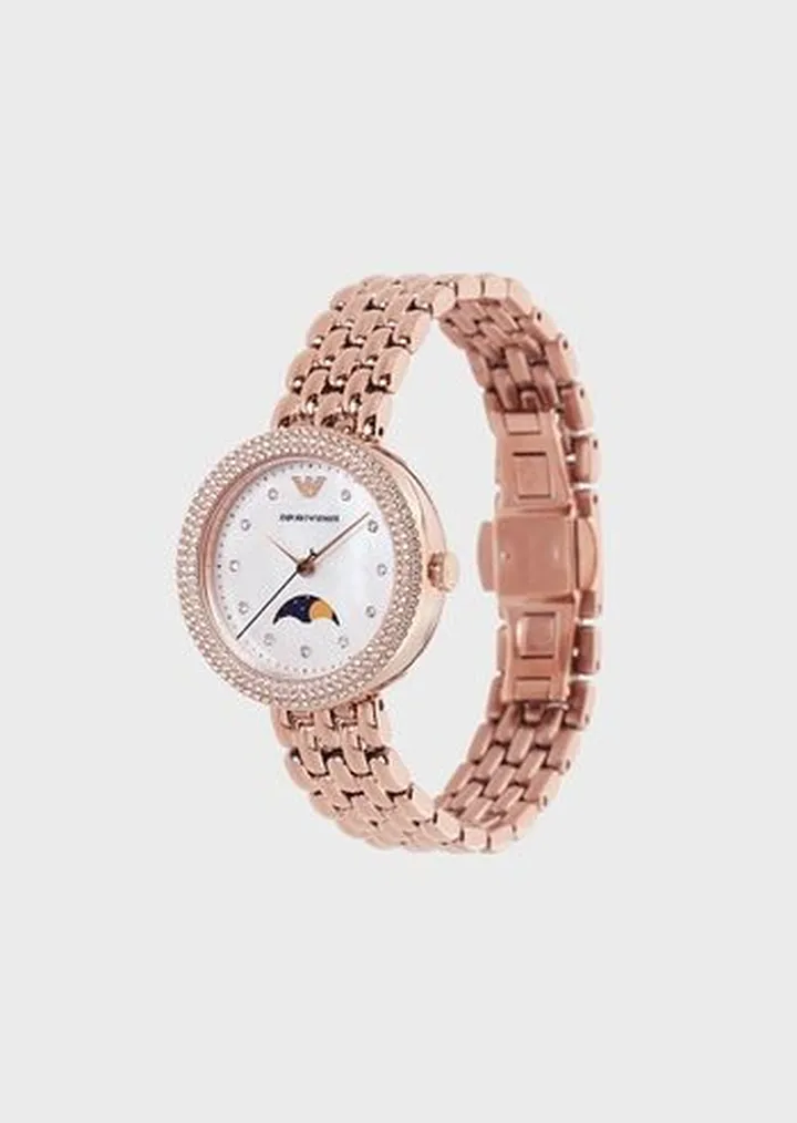 Multifunction Rose Gold-Tone Stainless Steel Watch