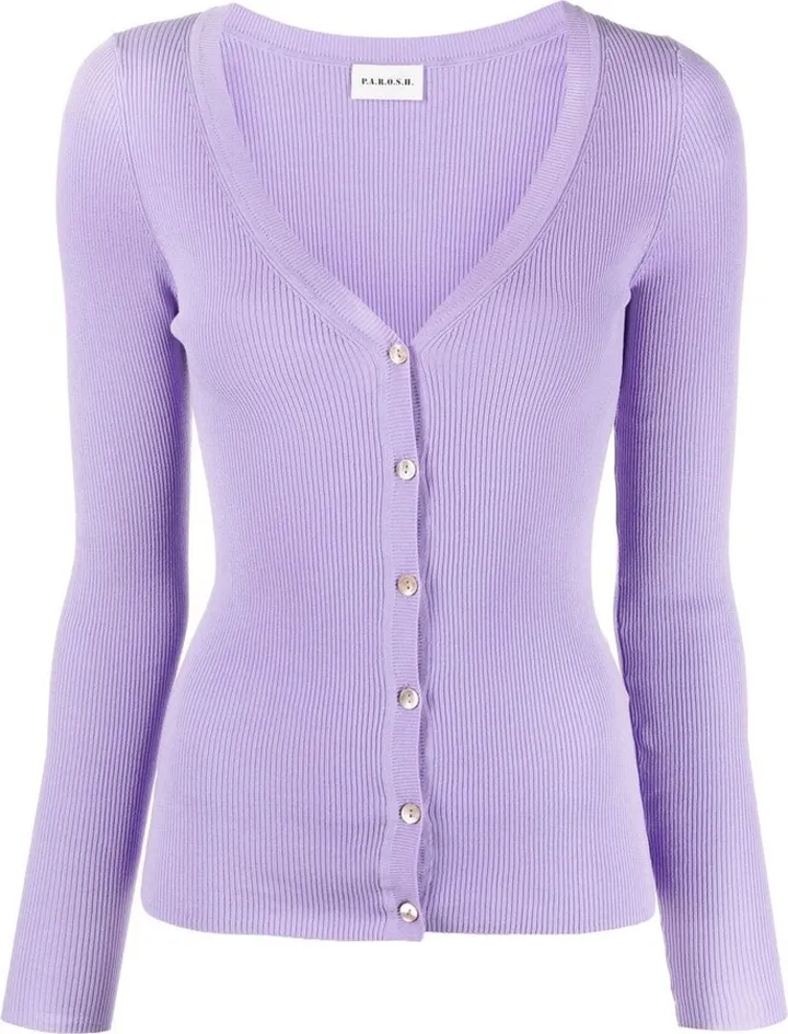 V-Neck Ribbed-Knit Cardigan