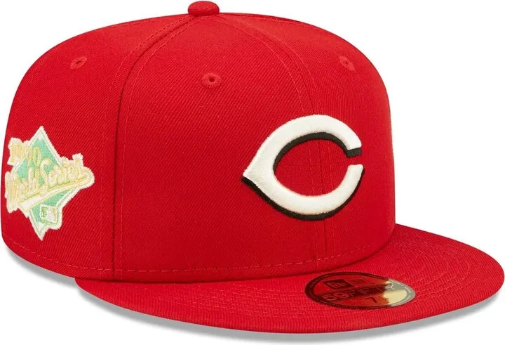 Men's New Era Red Cincinnati Reds 1990 World Series Champions Citrus Pop Uv 59Fifty Fitted Hat