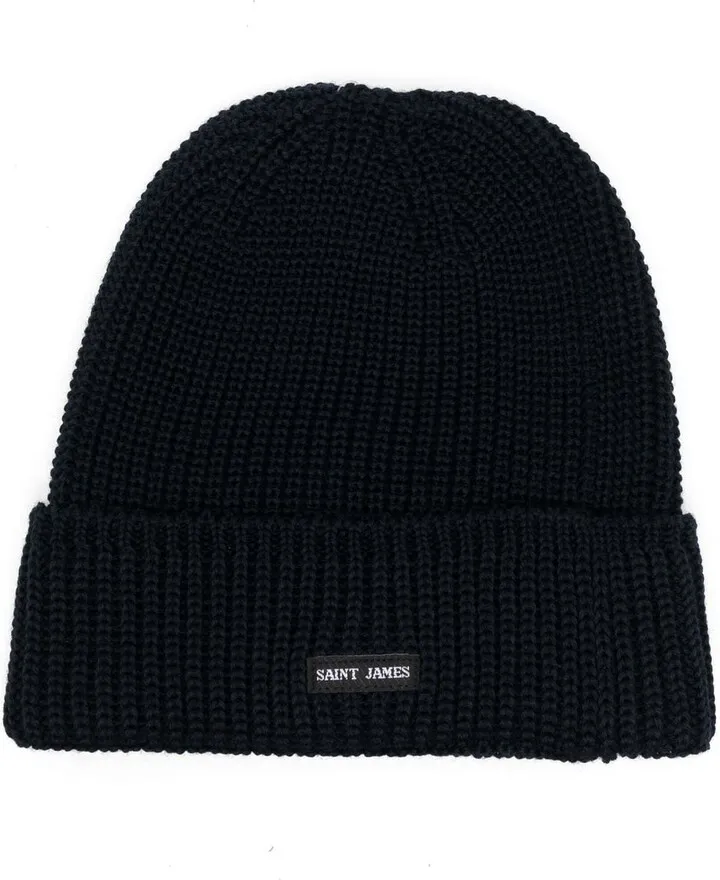 Logo-Patch Ribbed-Knit Beanie