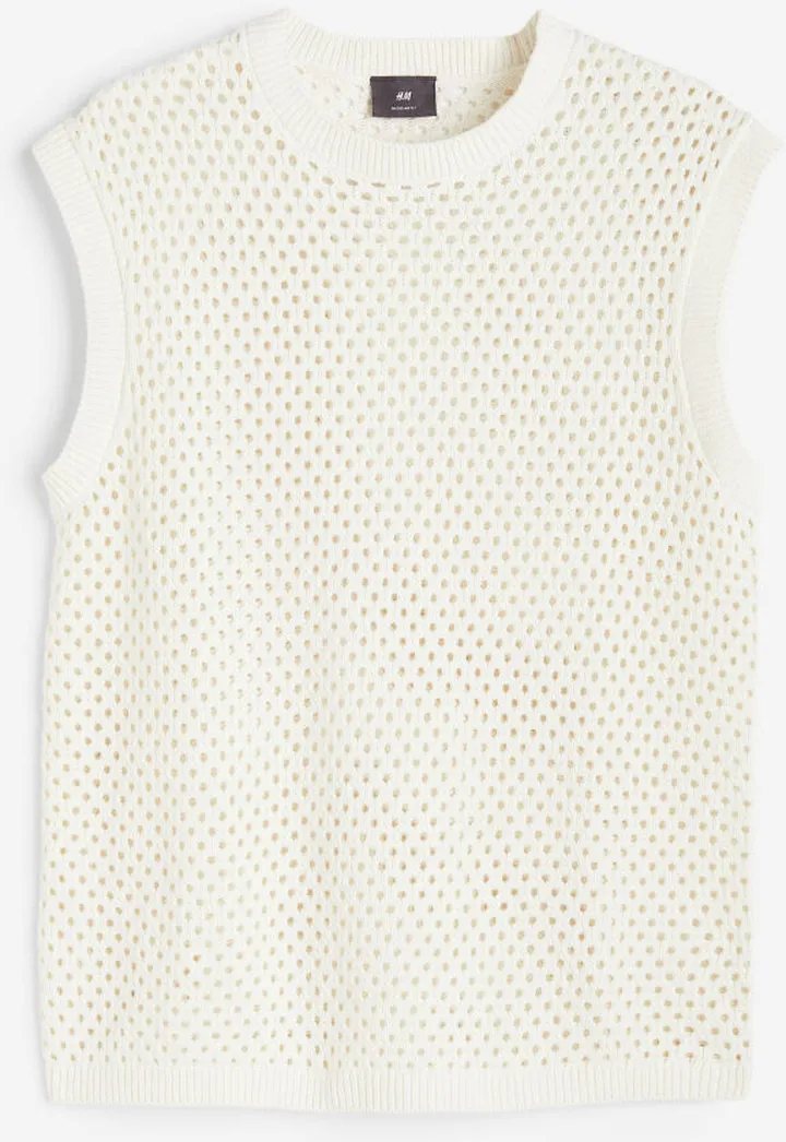Regular Fit Hole-knit Sweater Vest