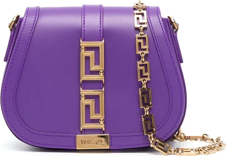 VERSACE- Logo Leather Shoulder Bag