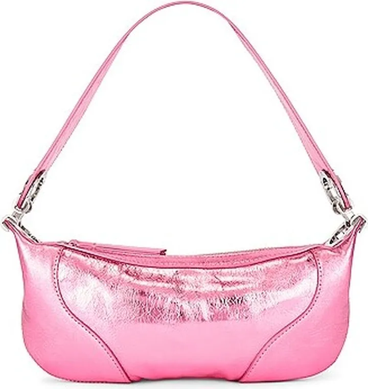 BY FAR Mini Amira Metallic Leather Bag in Pink