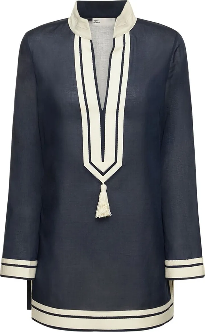 Solid tory tunic cotton shirt
