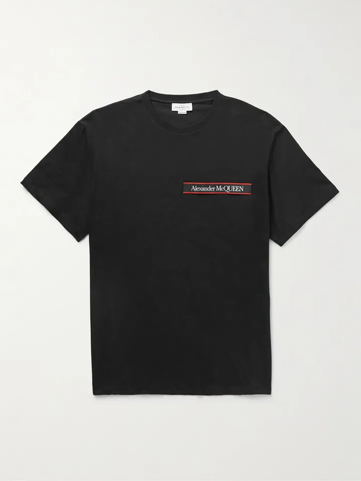 Logo Webbing-Trimmed Jersey T-Shirt