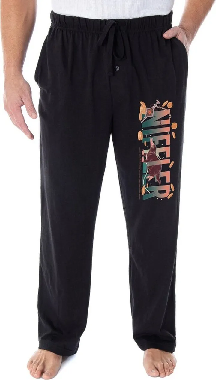 Fantastic Beasts Men's Niffler Pajama Pants Harry Potter Sleep Bottoms (LG) Black