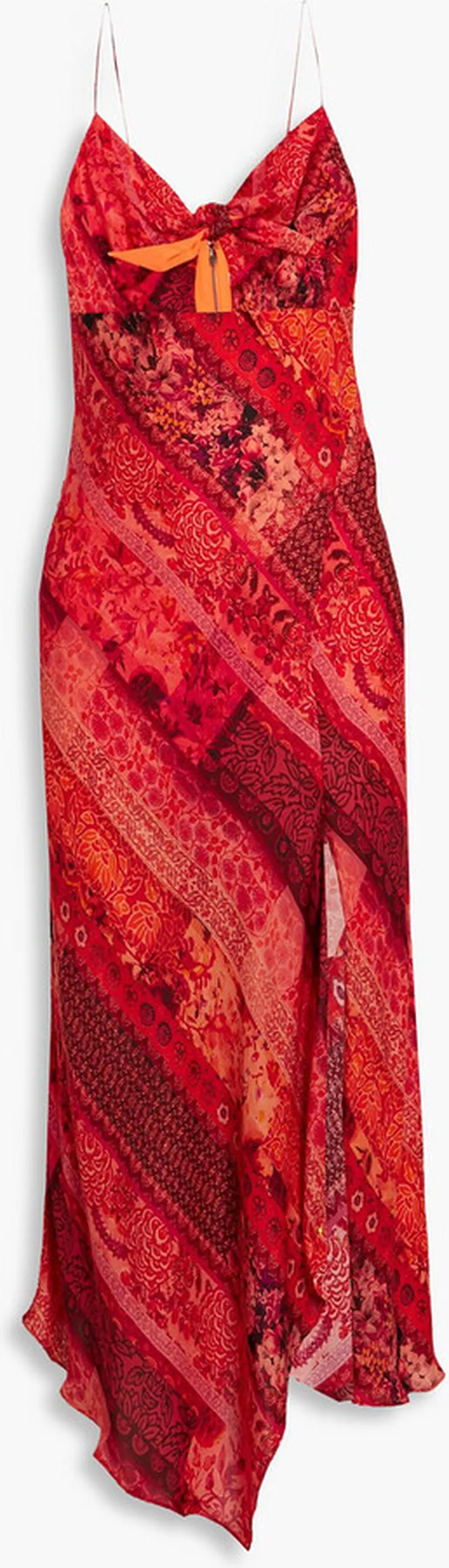 Harmony asymmetric printed crepe de chine midi dress