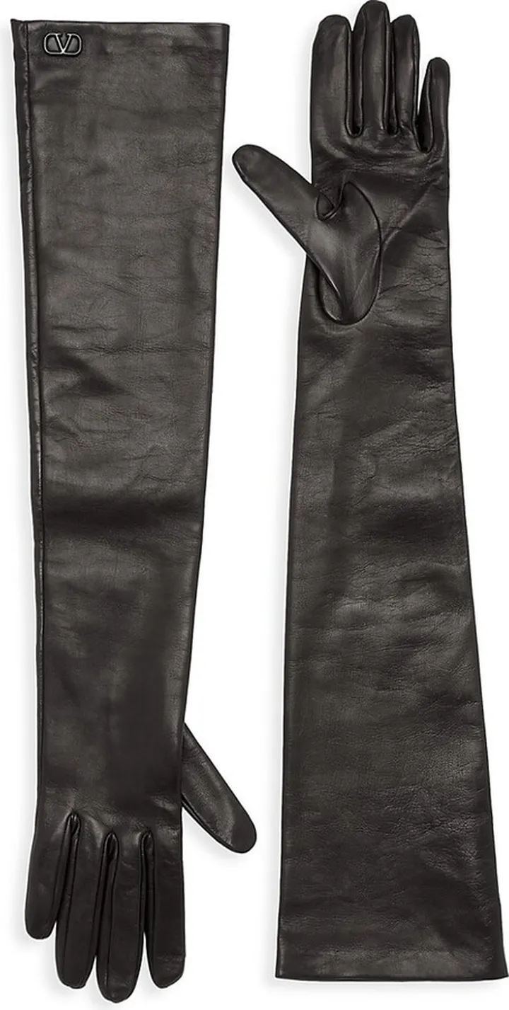 VLogo Leather Long-Sleeve Gloves