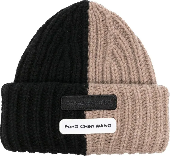 Logo-Patch Ribbed Beanie