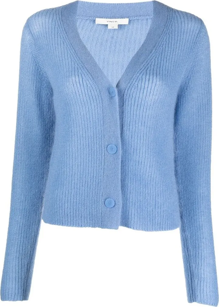 ribbed-knit V-neck cardigan