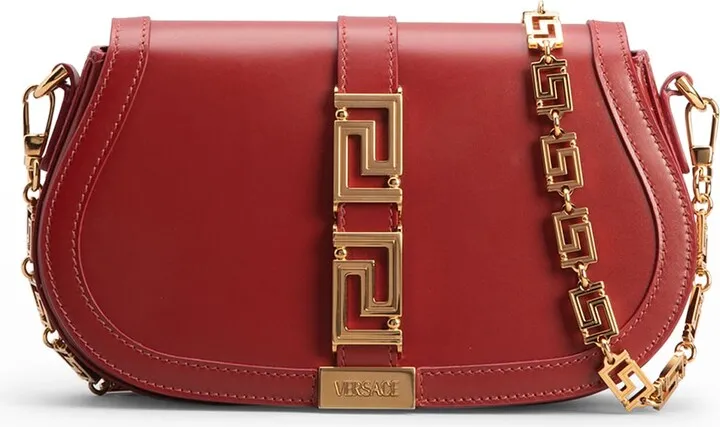 Greca Goddess Medium Leather Shoulder Bag
