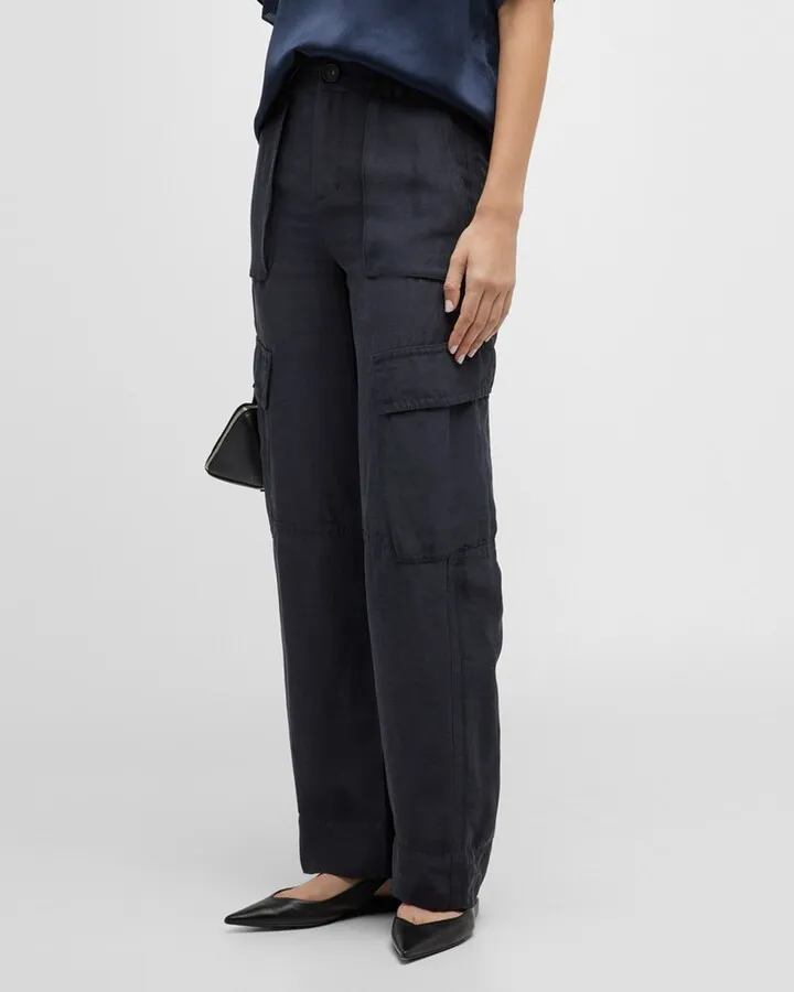 Wide-Leg Cotton Cargo Pants
