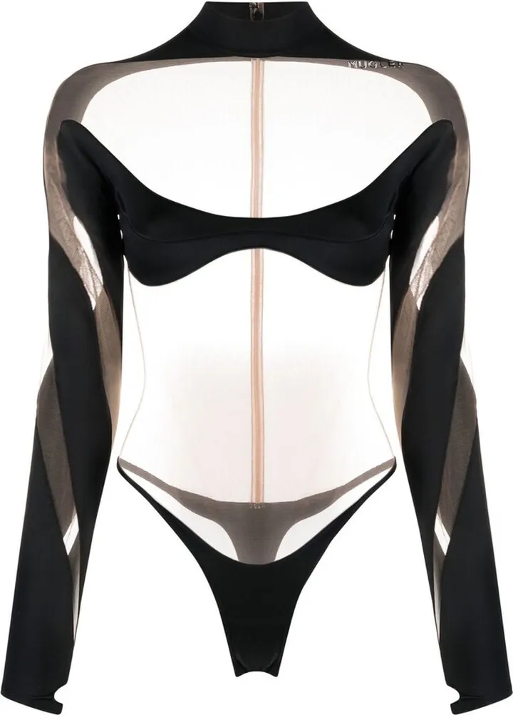 Illusion high-neck sheer bodysuit