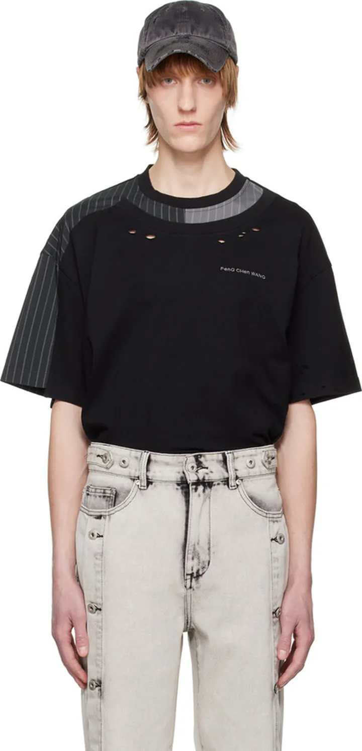 Feng Chen Wang Black Distressed T-Shirt