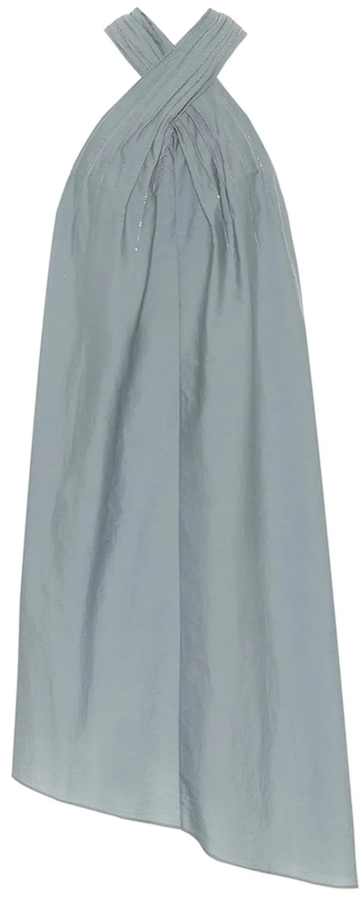 Asymmetric cotton-blend halterneck dress