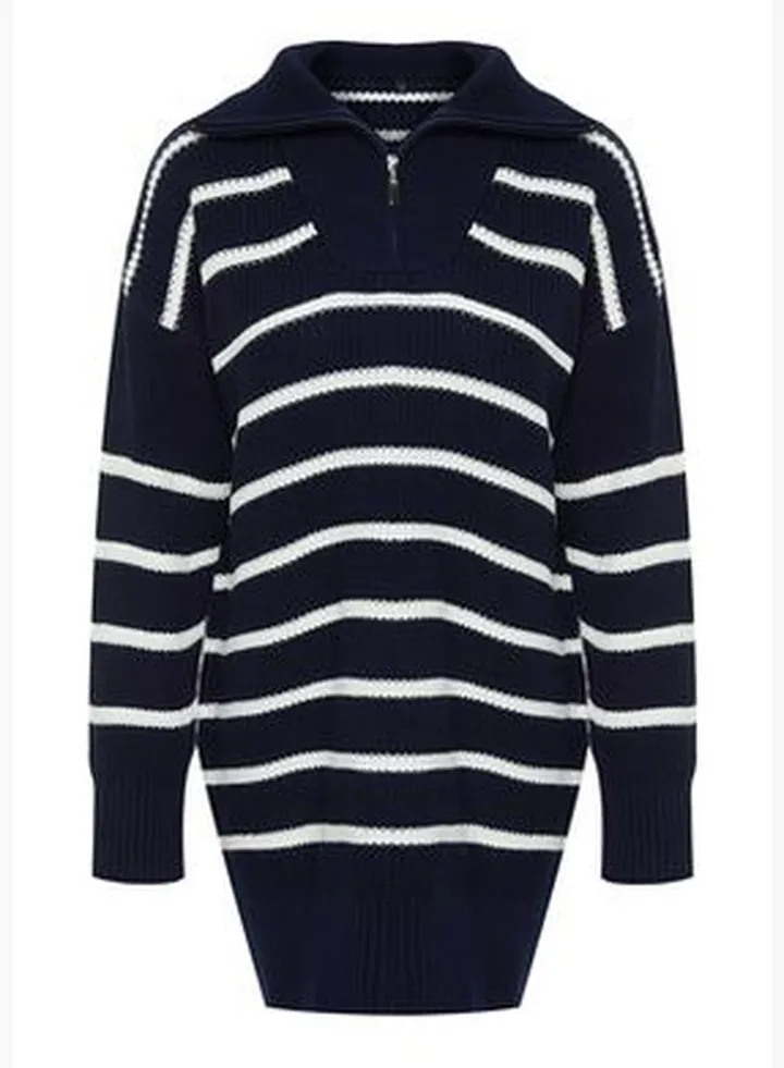 Dark Navy Striped Thessaloniki Knitwear Sweater TCTAW24AK00037