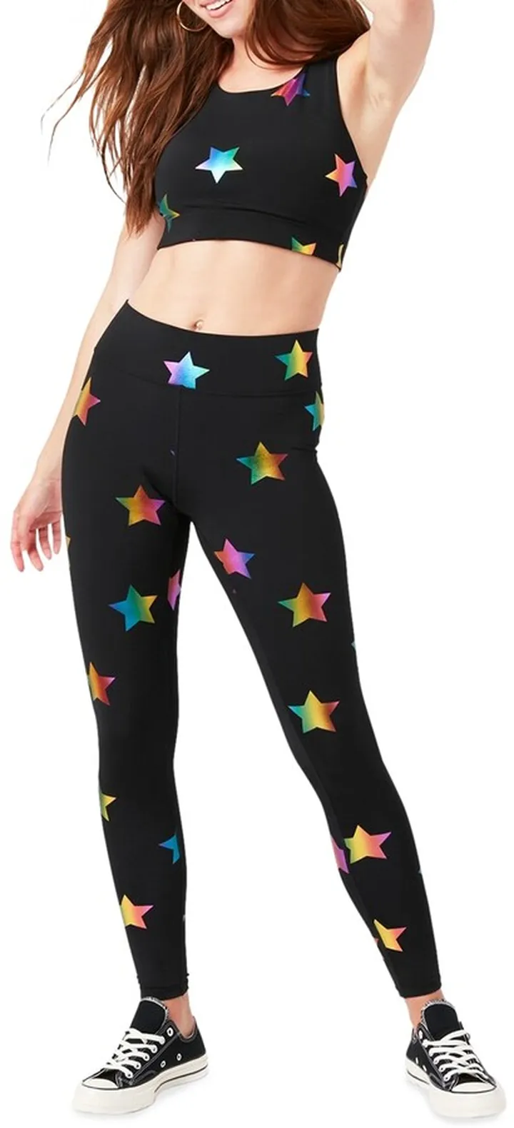 Black Rainbow Star Foil UpLift Leggings
