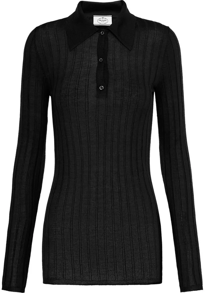 Ribbed-Knit Polo Shirt