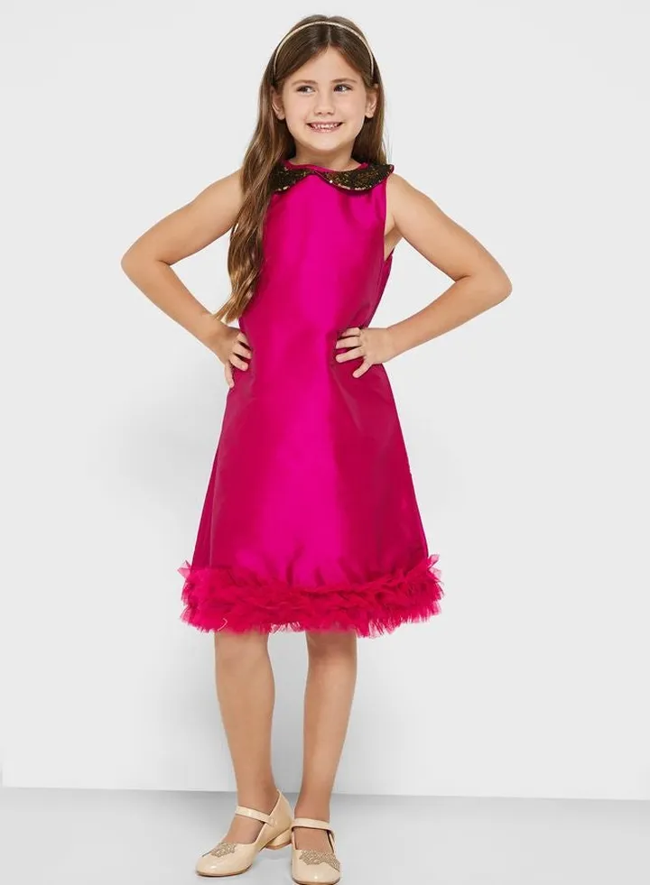 Sequin Collared Partywear Dress
