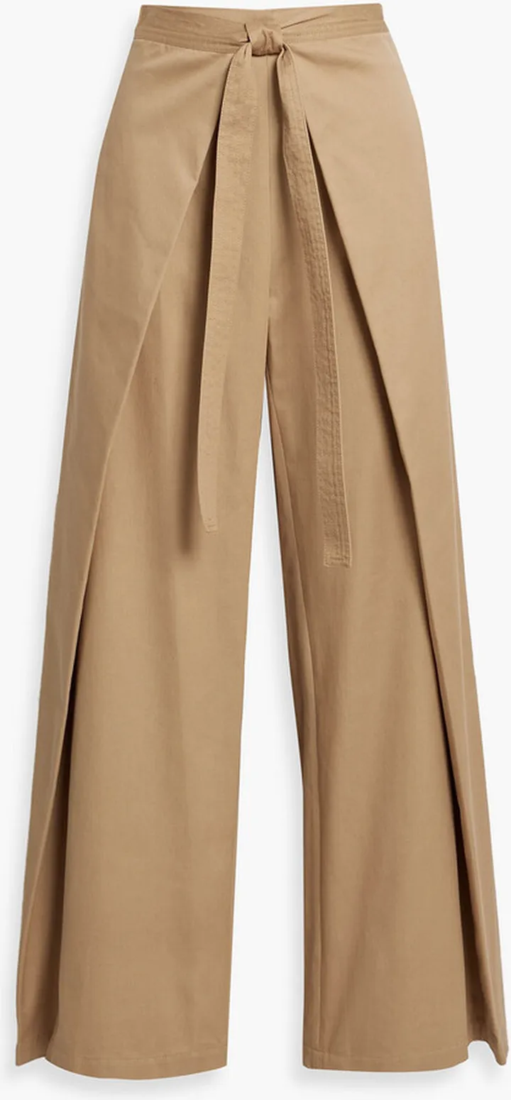 Layered cotton-twill wide-leg pants