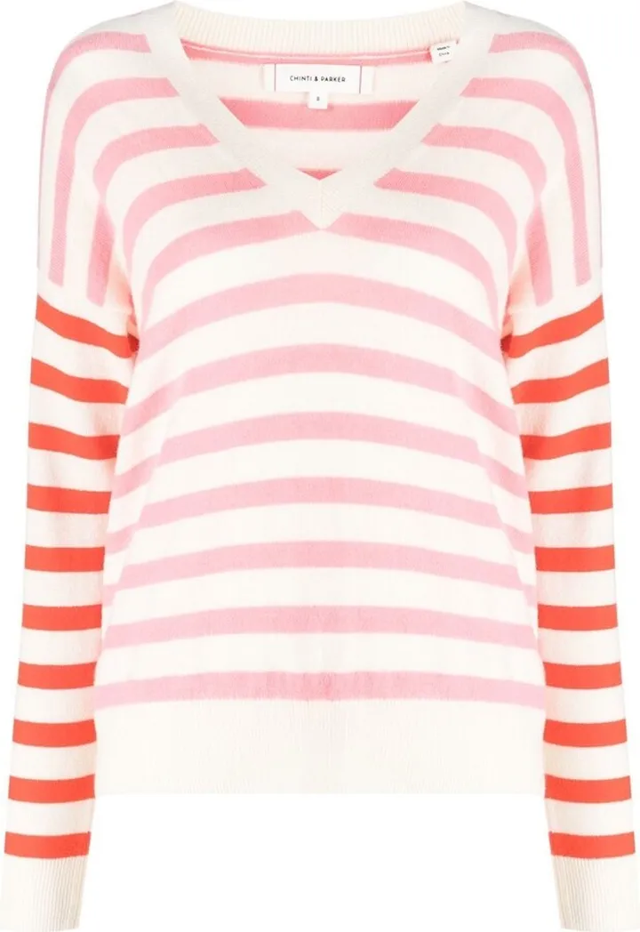 Riley striped V-neck wool sweater