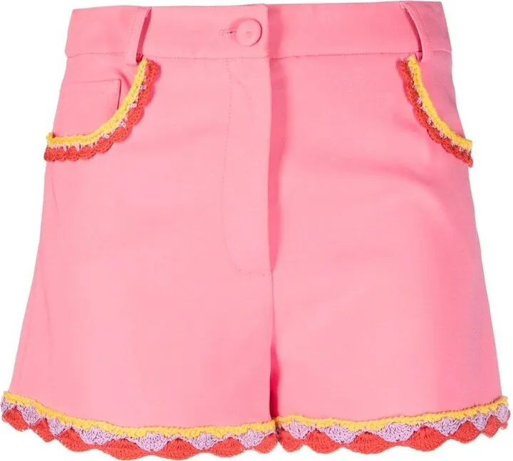 High-Waisted Lace-Trim Shorts