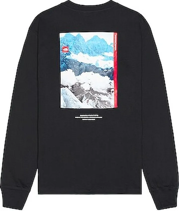 The North Face Long Sleeve Printed Heavyweight Tee in Black
