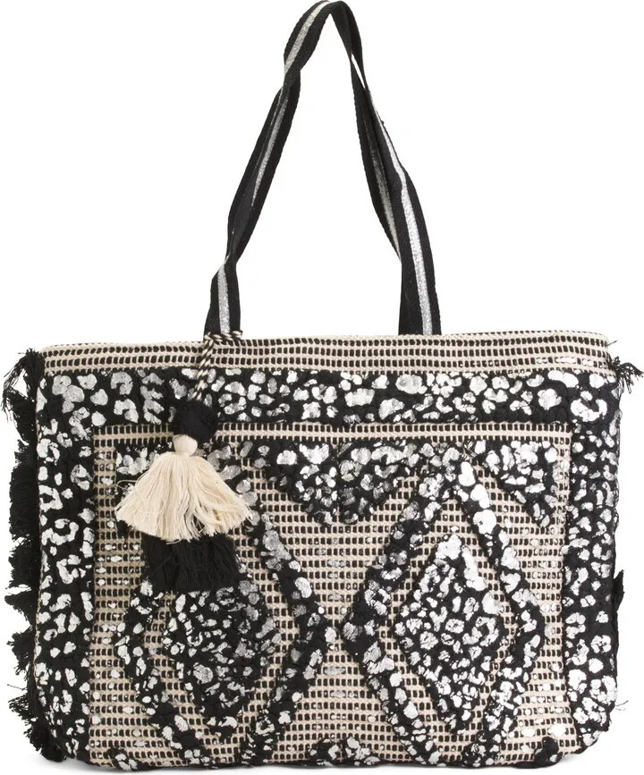 Metallic Cotton Jacquard Tote