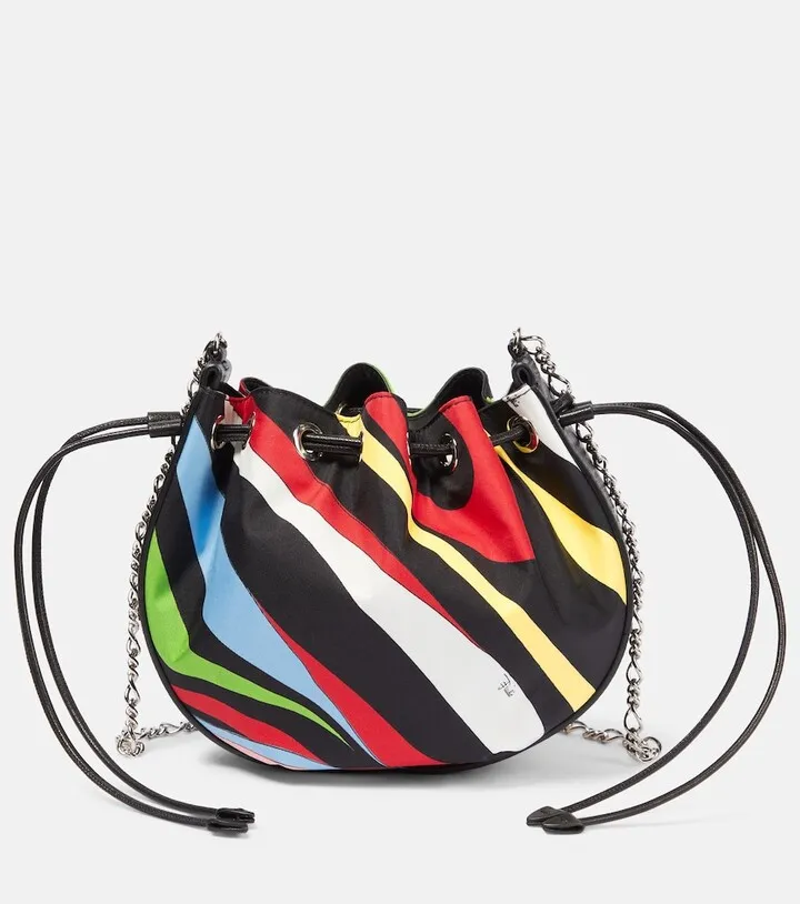 Abstract-print pouch shoulder bag