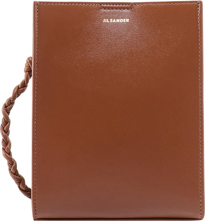 Leather shoulder bag with logo print