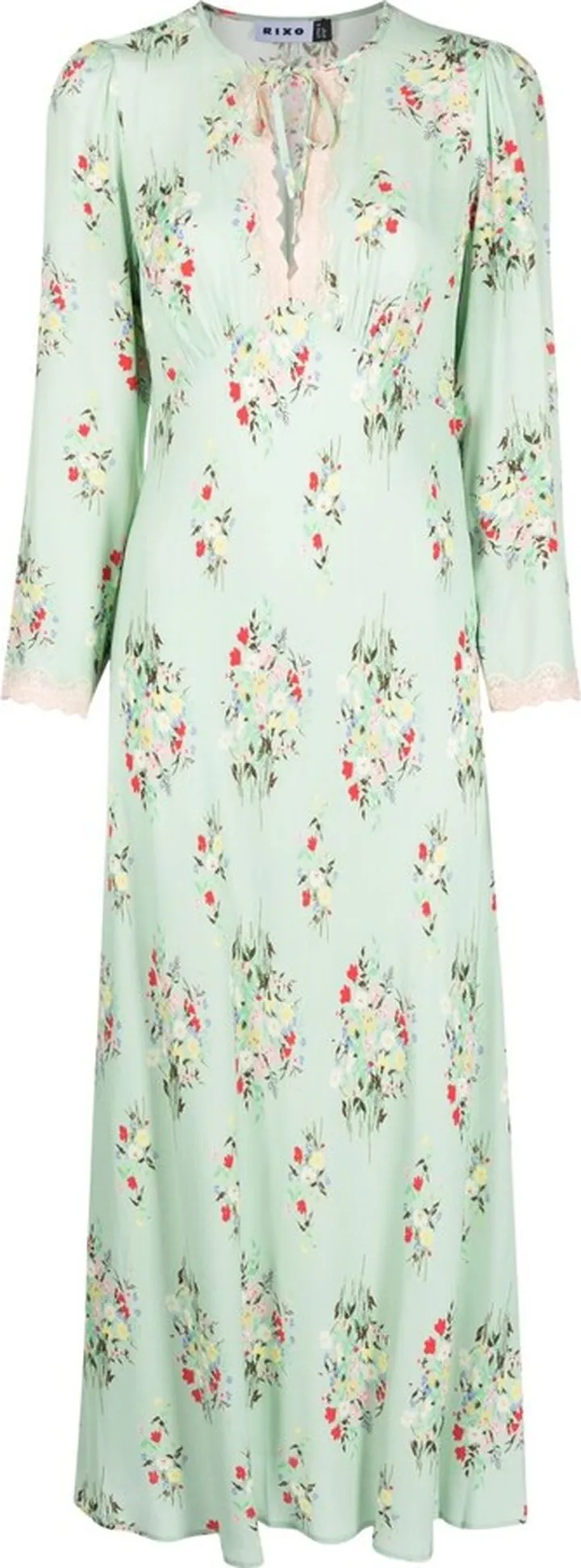 Green Angelica Floral Print Midi Dress