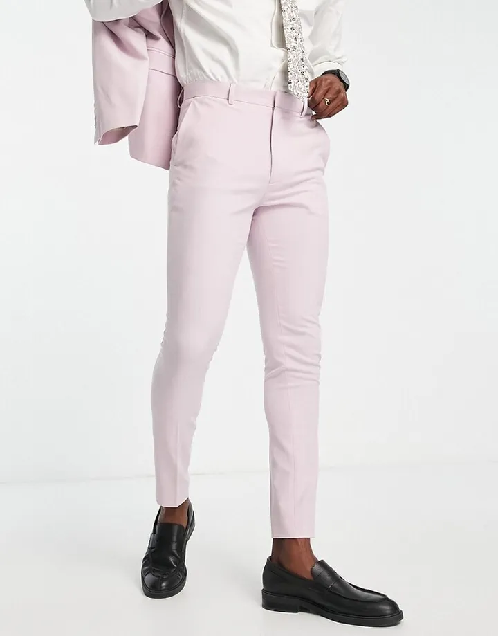ASOS DESIGN super skinny smart pants in light pink