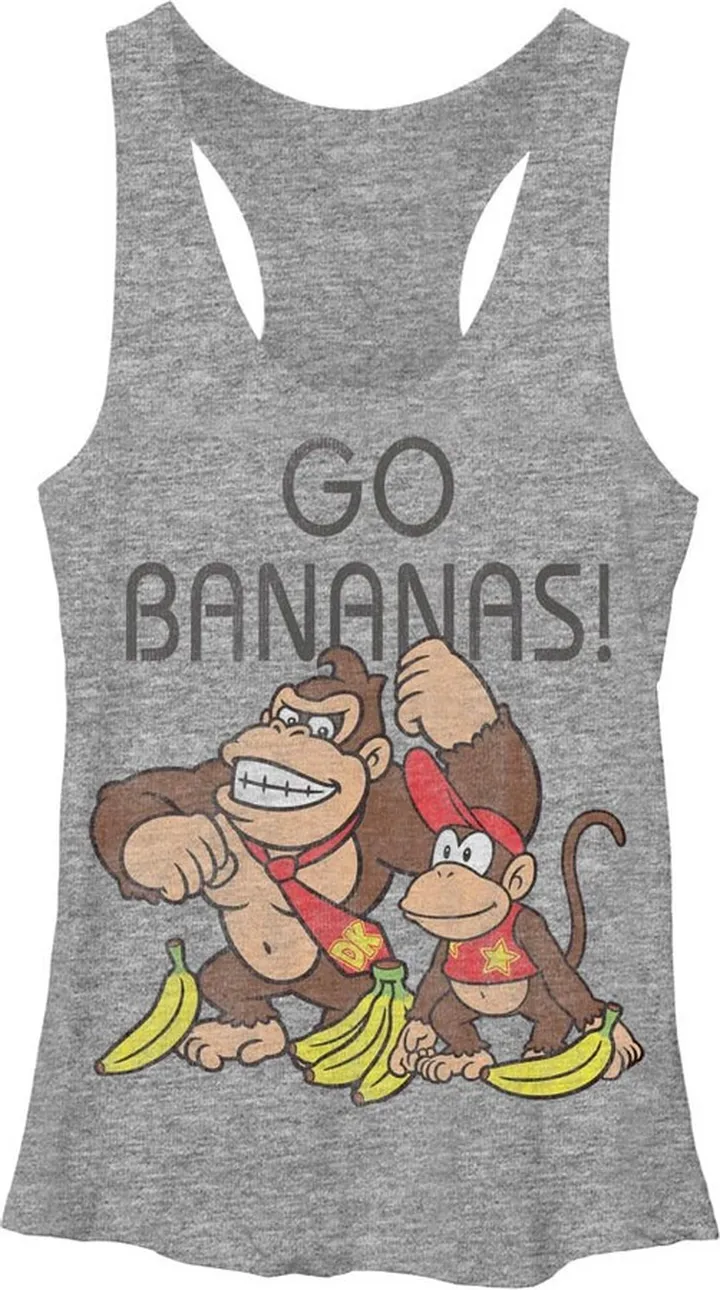 Women's Nintendo Donkey Kong Gos Racerback Tank Top - Gray Heather - X Large