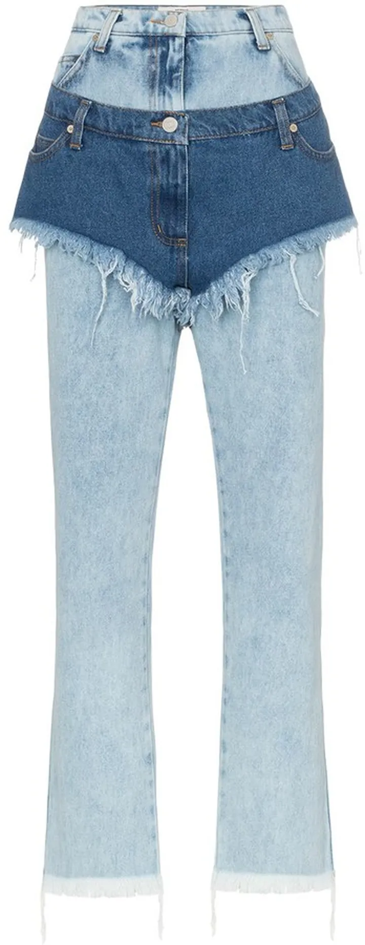 High Waist Layered Shorts Jeans