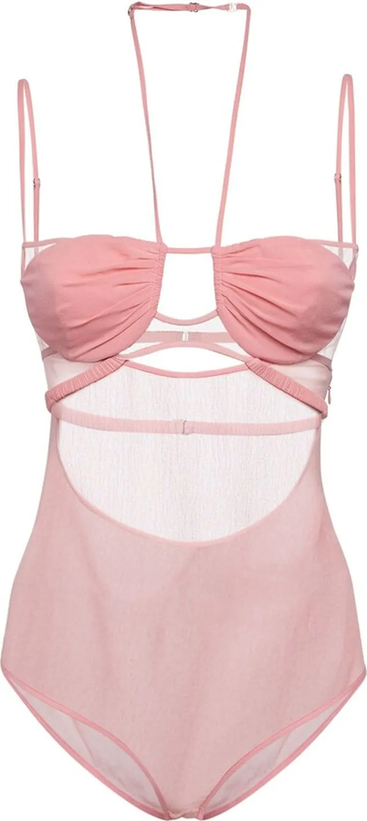 Gathered silk crepe halter bodysuit