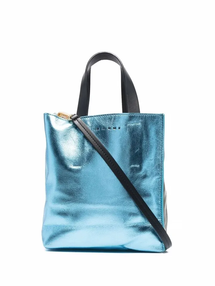 Metallic-Leather Tote Bag