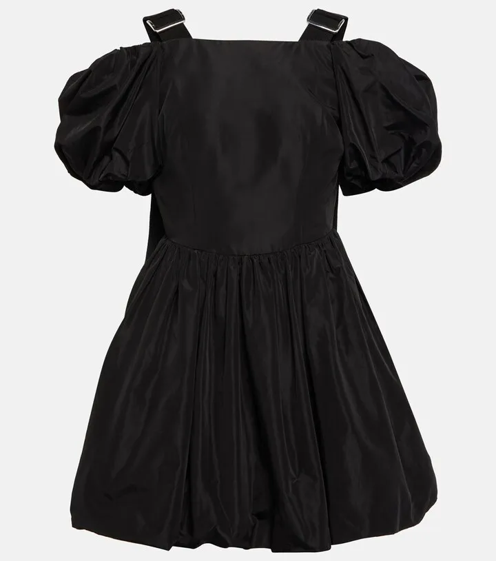 Puff-sleeve taffeta minidress