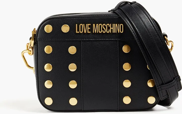 Studded faux leather shoulder bag