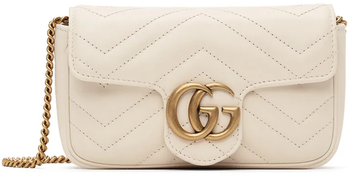 Gucci White Super Mini GG Marmont Bag