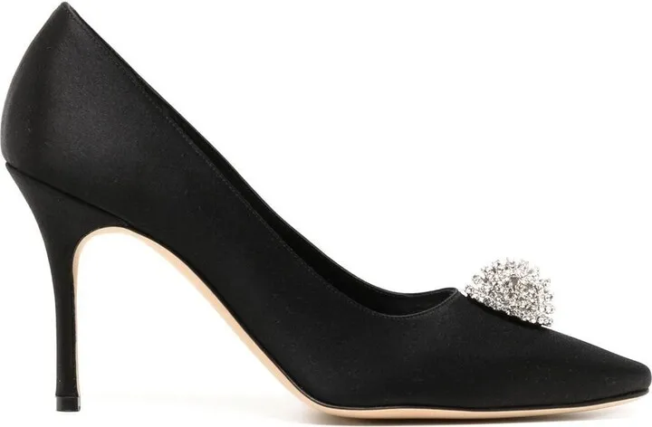 Hangisi 90mm appliqué satin pumps