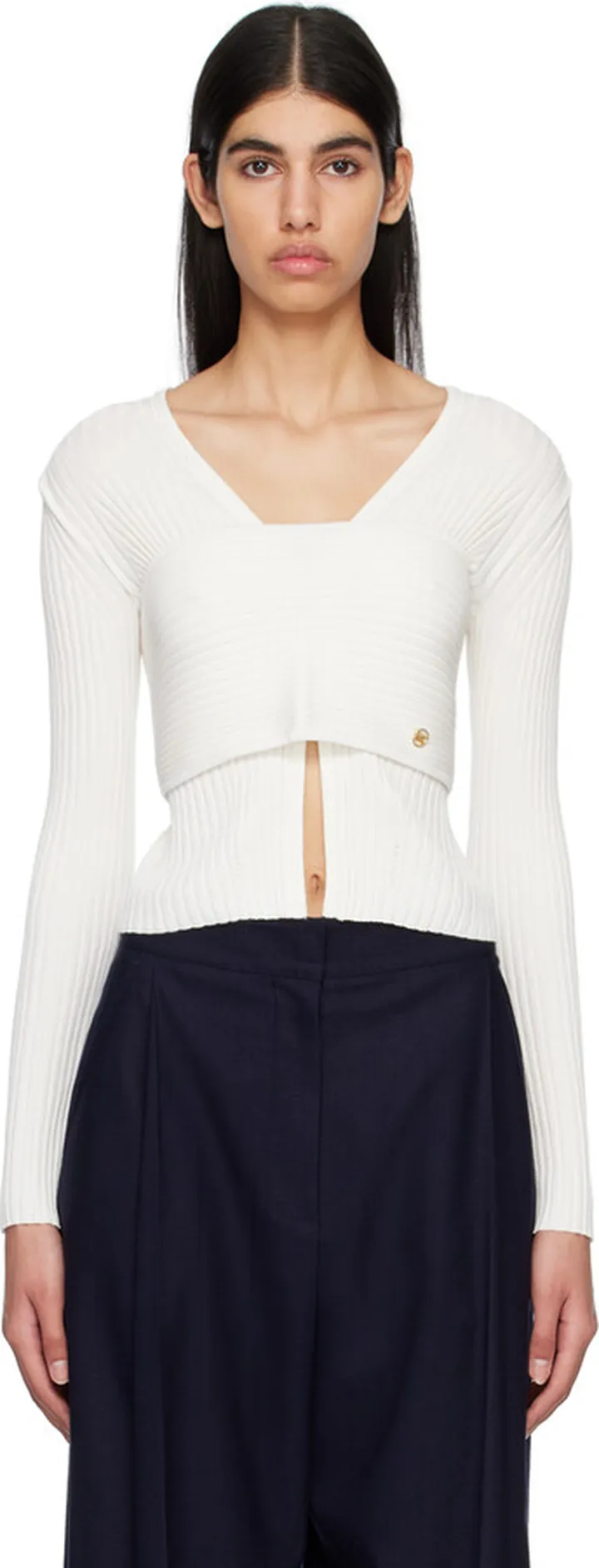 Recto Off-White Two-Way Cardigan