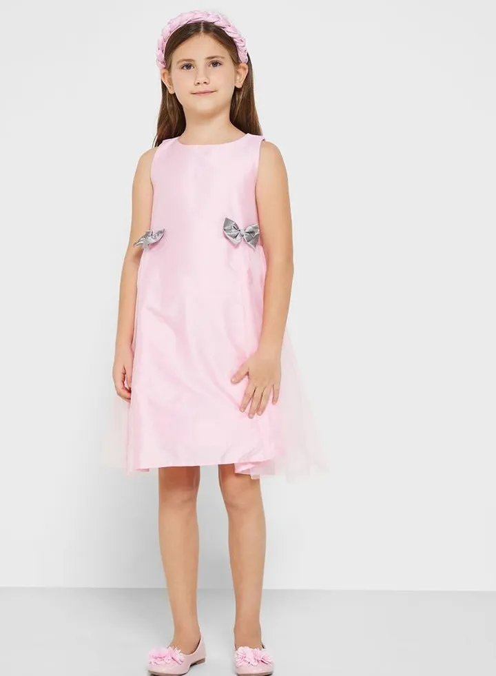 Party Wear Dress With Bow Detailing On Waist