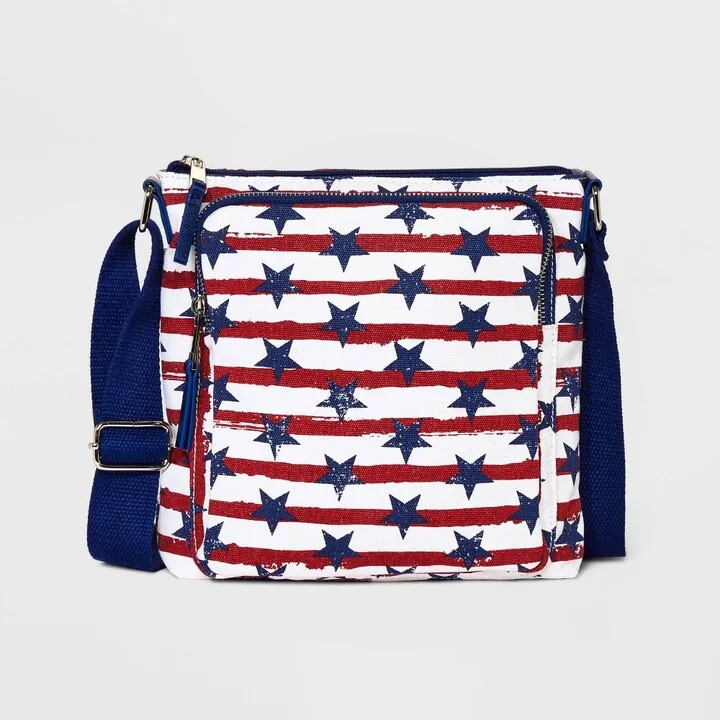 Mad Love Star Print Americana Messenger Crossbody Bag