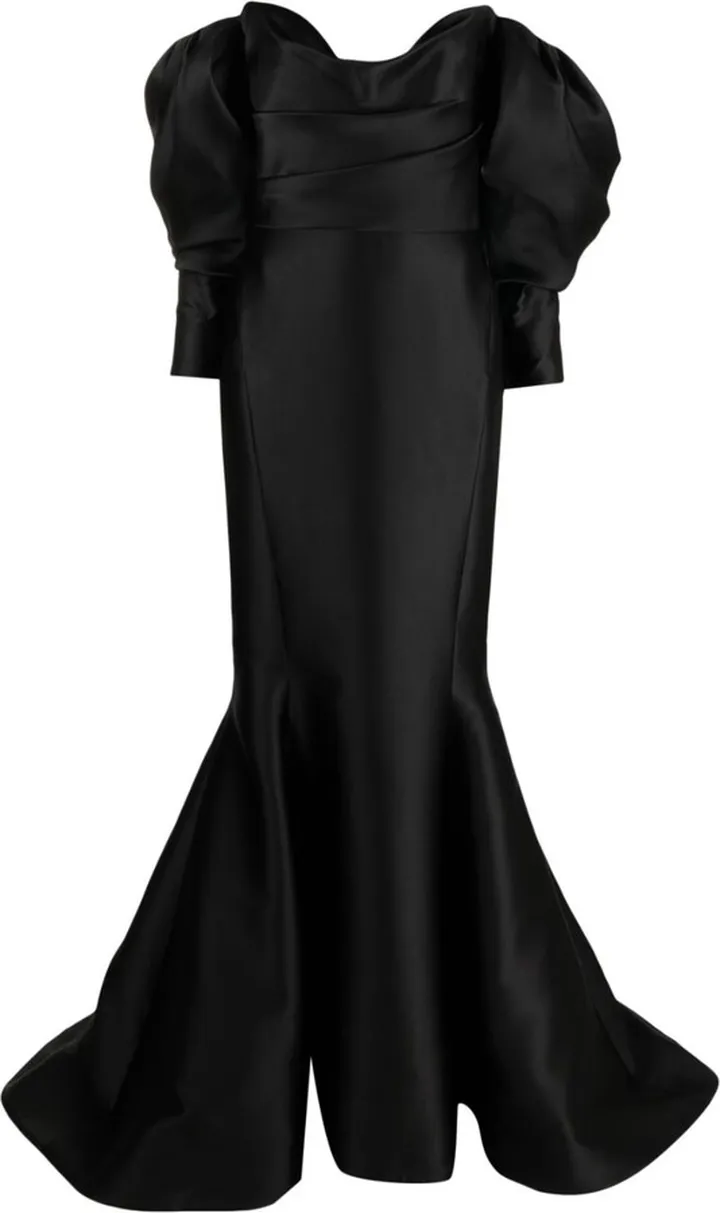 Long-Sleeve Off-Shoulder Gown